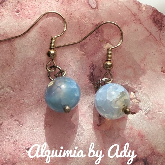 Alquimia Blue and Silver Dangle Earrings with Ornate Design - Picture 1 of 1